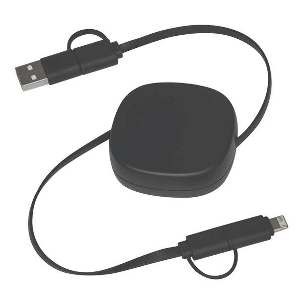 Obrázky: Čierny navíjací USB nabíjací a dátový kábel, Obrázok 2