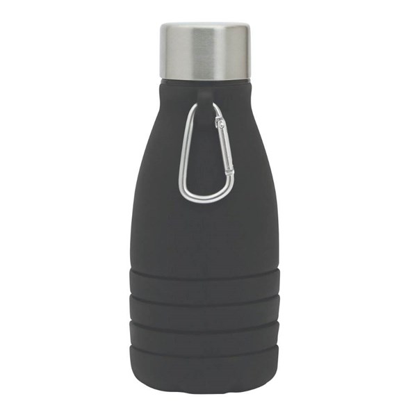 Obrázky: Čierna skladacia silik.fľaša s karabínou, 550ml, Obrázok 4