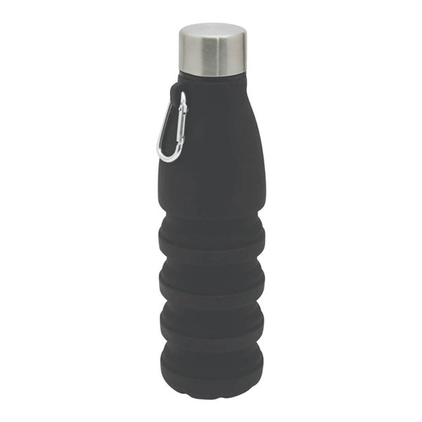 Obrázky: Čierna skladacia silik.fľaša s karabínou, 550ml, Obrázok 5