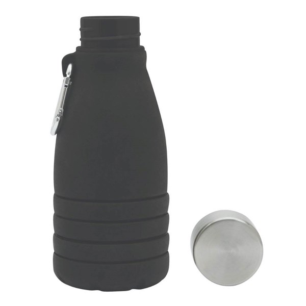 Obrázky: Čierna skladacia silik.fľaša s karabínou, 550ml, Obrázok 6