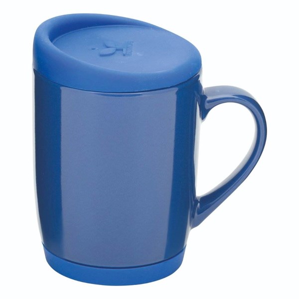 Obrázky: Modrý keramický hrnček 350ml s viečom