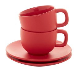 Obrázky: 2ks šálok 200ml s podšálkou na cappuccino, červené