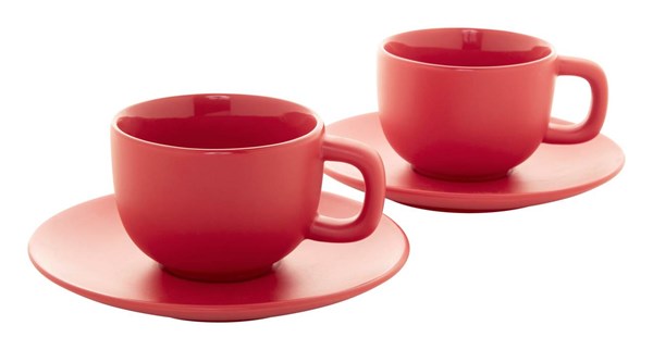 Obrázky: 2ks šálok 200ml s podšálkou na cappuccino, červené, Obrázok 2