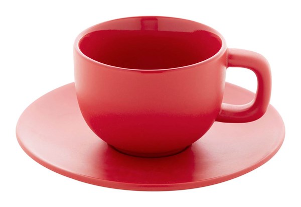 Obrázky: 2ks šálok 200ml s podšálkou na cappuccino, červené, Obrázok 4