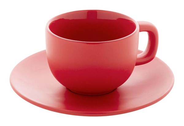 Obrázky: 2ks šálok 200ml s podšálkou na cappuccino, červené, Obrázok 5