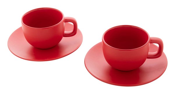 Obrázky: 2ks šálok 200ml s podšálkou na cappuccino, červené, Obrázok 6