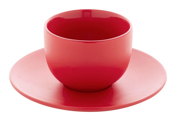 Obrázky: 2ks šálok 200ml s podšálkou na cappuccino, červené, Obrázok 7