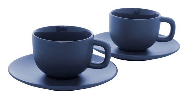 Obrázky: 2ks šálok 200ml s podšálkou na cappuccino, modré, Obrázok 2