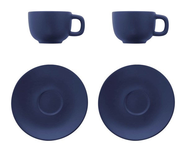 Obrázky: 2ks šálok 200ml s podšálkou na cappuccino, modré, Obrázok 3