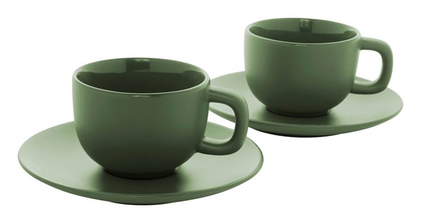 Obrázky: 2ks šálok 200ml s podšálkou na cappuccino, zelené, Obrázok 3