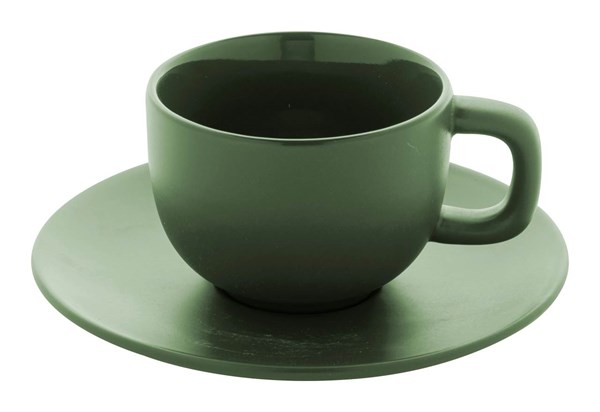 Obrázky: 2ks šálok 200ml s podšálkou na cappuccino, zelené, Obrázok 5