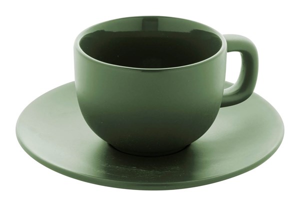 Obrázky: 2ks šálok 200ml s podšálkou na cappuccino, zelené, Obrázok 6
