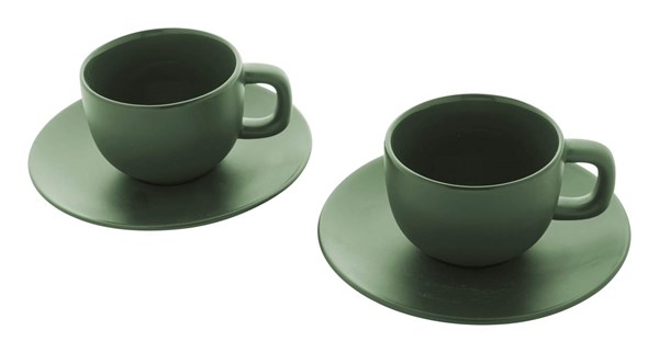 Obrázky: 2ks šálok 200ml s podšálkou na cappuccino, zelené, Obrázok 9