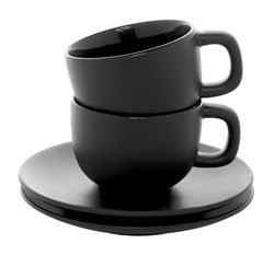 Obrázky: 2ks šálok 200ml s podšálkou na cappuccino, čierne