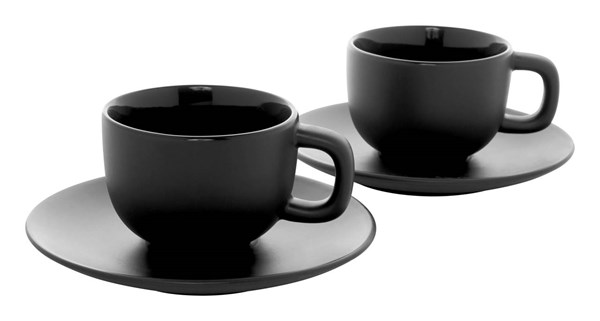 Obrázky: 2ks šálok 200ml s podšálkou na cappuccino, čierne, Obrázok 2