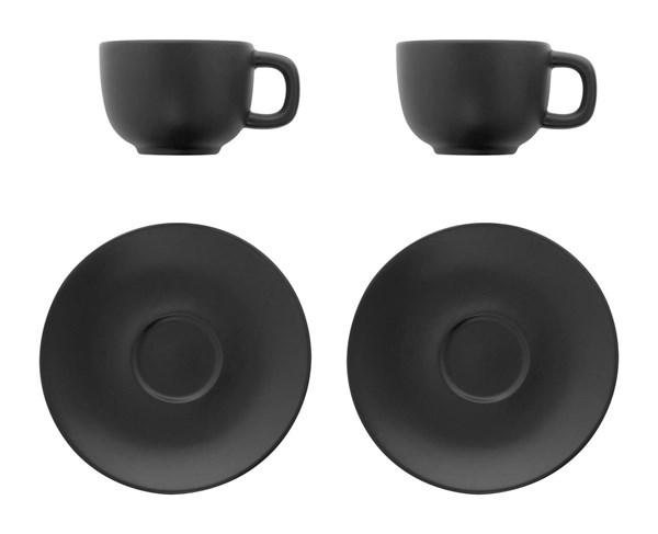 Obrázky: 2ks šálok 200ml s podšálkou na cappuccino, čierne, Obrázok 3
