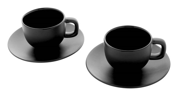 Obrázky: 2ks šálok 200ml s podšálkou na cappuccino, čierne, Obrázok 6