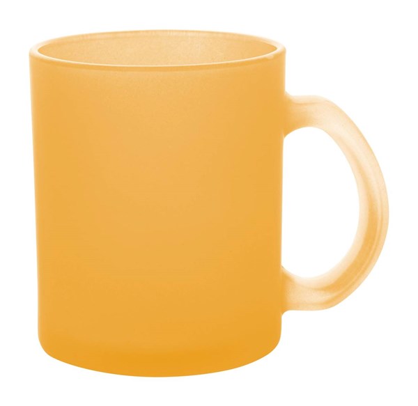 Obrázky: Sklenený žltý frosty hrnček 300ml