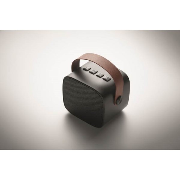 Obrázky: Bezdrôtový 5W reproduktor s PU rukoväťou, čierna, Obrázok 2