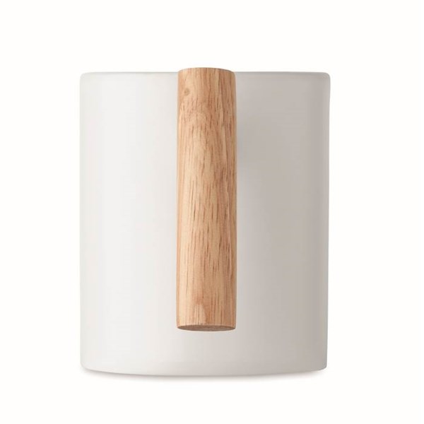 Obrázky: Biely keramický hrnček s dreveným uchom 320 ml, Obrázok 6