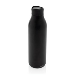 Obrázky: Čierna fľaša na vodu 600ml, recyklovaná nerez oceľ