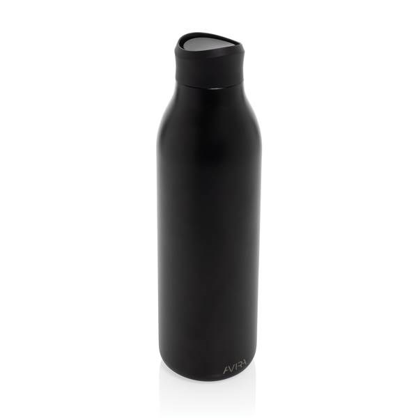 Obrázky: Čierna fľaša na vodu 600ml, recyklovaná nerez oceľ