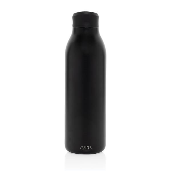 Obrázky: Čierna fľaša na vodu 600ml, recyklovaná nerez oceľ, Obrázok 2