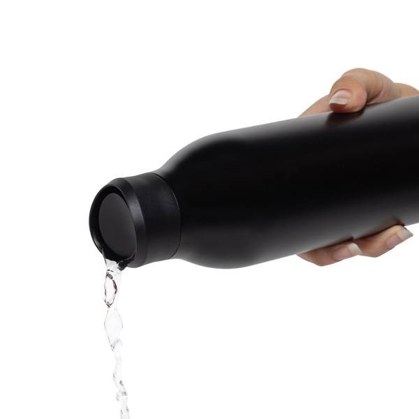 Obrázky: Čierna fľaša na vodu 600ml, recyklovaná nerez oceľ, Obrázok 6