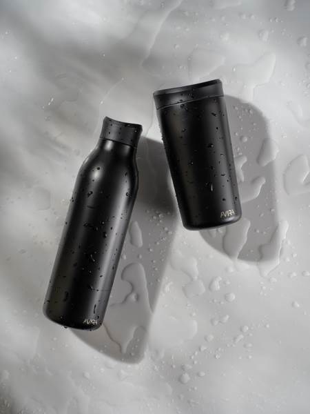 Obrázky: Čierna fľaša na vodu 600ml, recyklovaná nerez oceľ, Obrázok 10