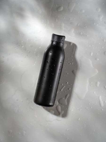 Obrázky: Čierna fľaša na vodu 600ml, recyklovaná nerez oceľ, Obrázok 12
