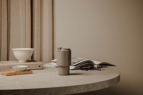 Obrázky: Termohrnček 350 ml recykl. nerez, béžová, Obrázok 7