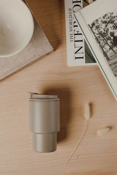 Obrázky: Termohrnček 350 ml recykl. nerez, béžová, Obrázok 12