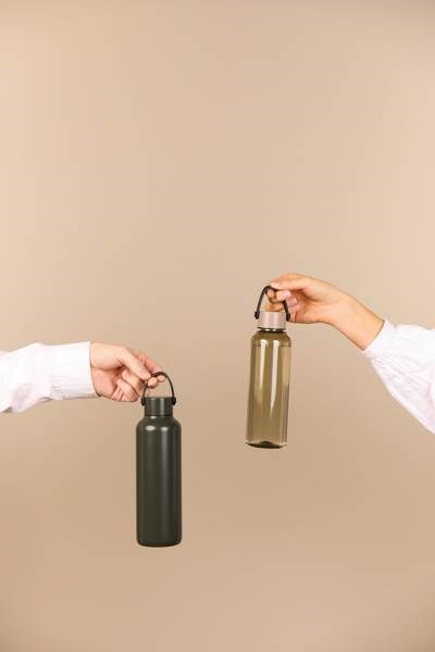 Obrázky: Transparentná béžová fľaša na vodu z RPET 550 ml, Obrázok 10