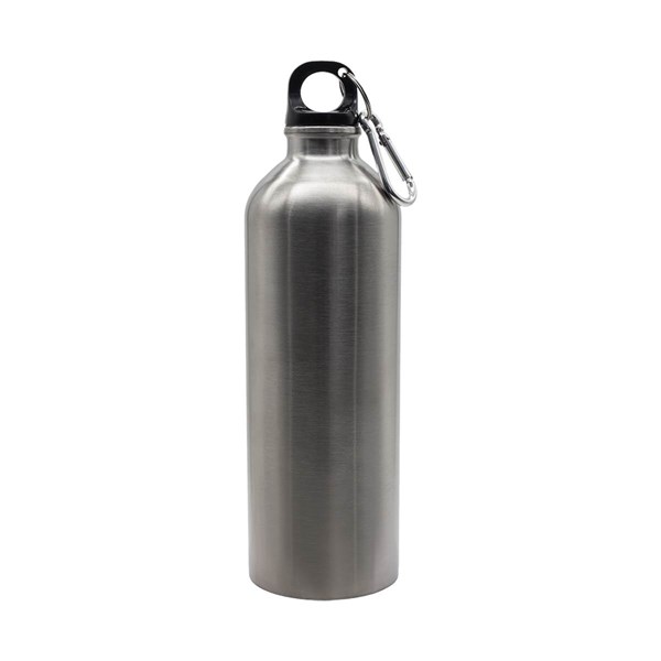 Obrázky: Fľaša 800 ml, nerez oceľ s karabínou, strieborná