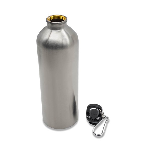 Obrázky: Fľaša 800 ml, nerez oceľ s karabínou, strieborná, Obrázok 2