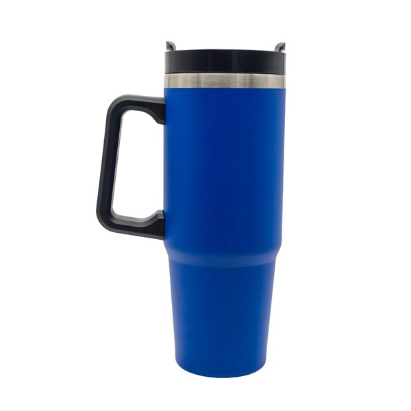 Obrázky: Modrý nerezový termohrnček 900 ml so slamkou, Obrázok 3