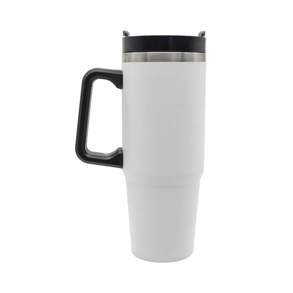 Obrázky: Biely nerezový termohrnček 900 ml so slamkou, Obrázok 3