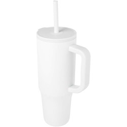 Zobrazit detaily pro Termohrnček 900ml nerez/plast, sil.slamka, biela Obrázky: Termohrnček 900ml nerez/plast, sil.slamka, biela