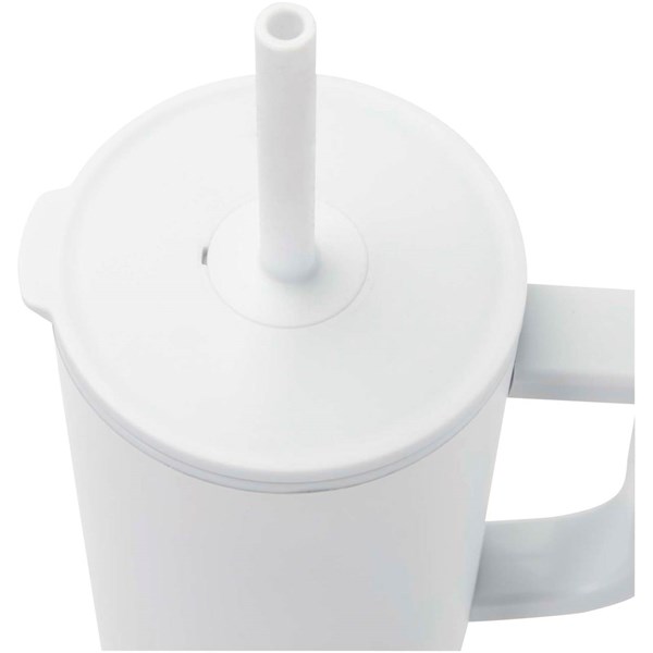 Obrázky: Termohrnček 900ml nerez/plast, sil.slamka, biela, Obrázok 2