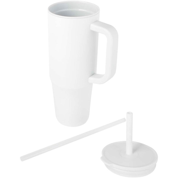 Obrázky: Termohrnček 900ml nerez/plast, sil.slamka, biela, Obrázok 3