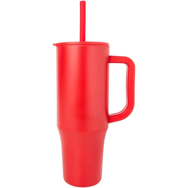 Obrázky: Termohrnček 900ml nerez/plast, sil.slamka, červená, Obrázok 7