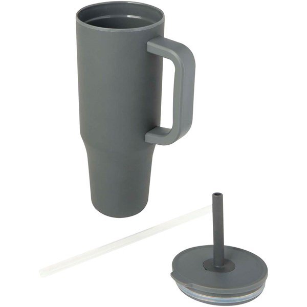 Obrázky: Termohrnček 900ml nerez/plast, sil.slamka, šedá, Obrázok 3