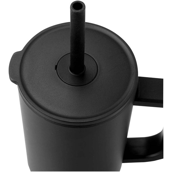 Obrázky: Termohrnček 900ml nerez/plast, sil.slamka, čierna, Obrázok 2