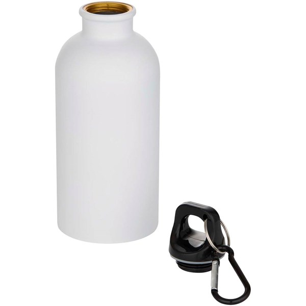 Obrázky: Biela fľaša z nerez ocele 400ml s karabínou RSC, Obrázok 2