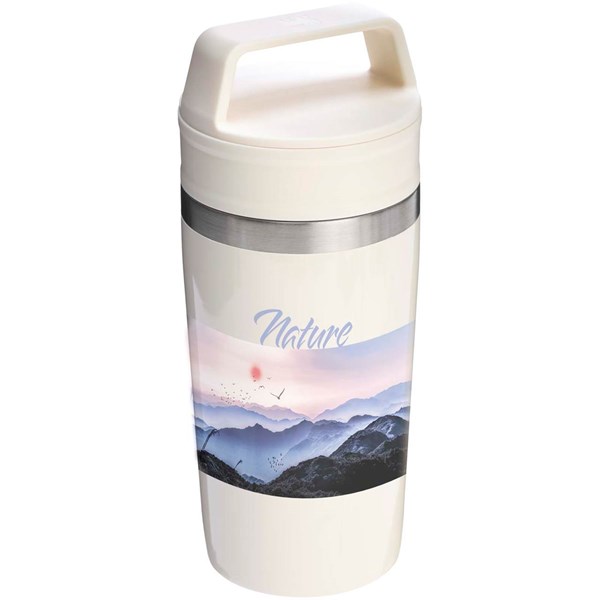 Obrázky: Cestovný nerez hrnček 350 ml, rukoväť, krémová, Obrázok 3