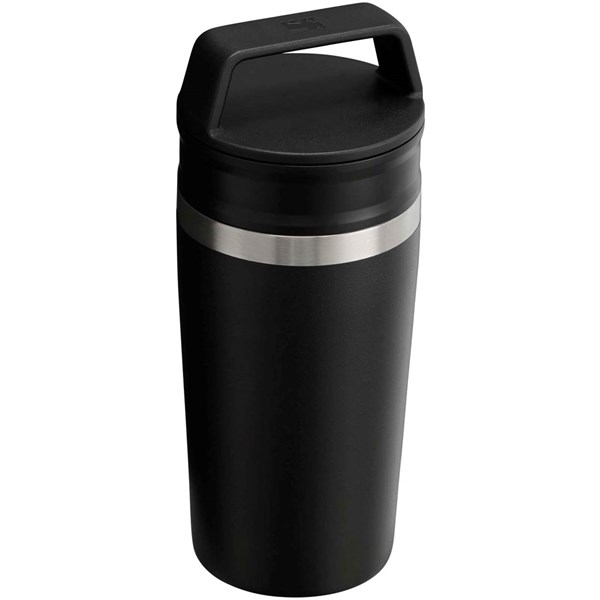 Obrázky: Cestovný nerez hrnček 350 ml, rukoväť, čierna