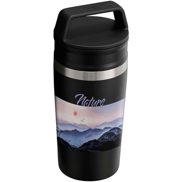 Obrázky: Cestovný nerez hrnček 350 ml, rukoväť, čierna, Obrázok 2