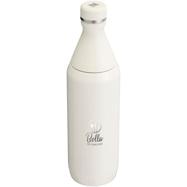 Obrázky: Fľaša na vodu 600 ml, dvojdielne veko, krémová, Obrázok 4