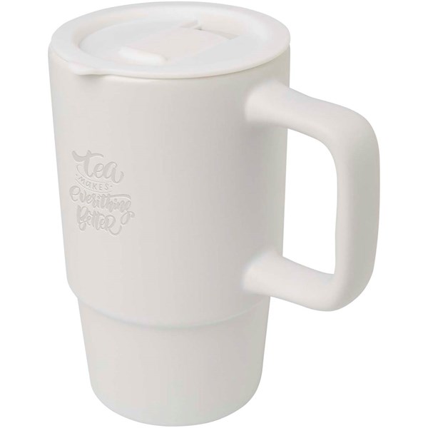 Obrázky: biely keramický hrnček 450 ml s plastovým viečkom, Obrázok 4