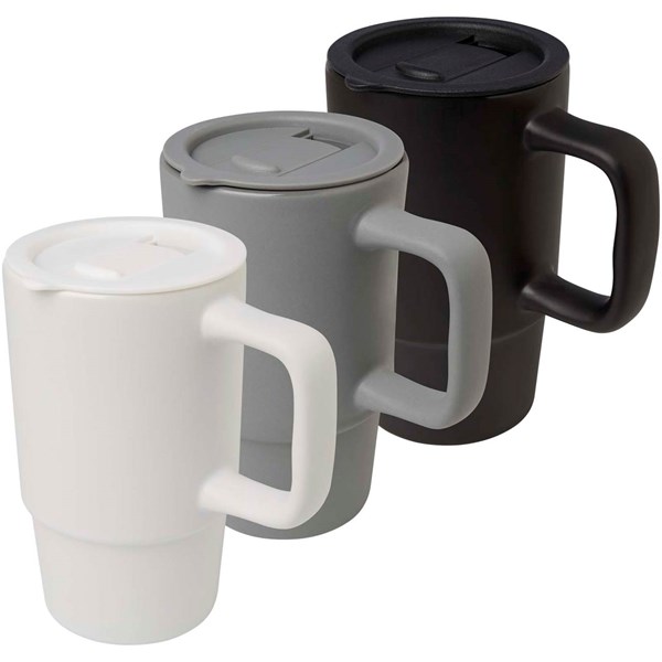 Obrázky: biely keramický hrnček 450 ml s plastovým viečkom, Obrázok 6